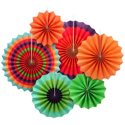 AOOSU 6PCS Pompones de Papel, Bola de Nido Pom Poms Ventilador de Papel Pompones Multicolor Decoracion, para Colgar Decoración para Cumpleaños Boda Carnaval Bebé Ducha Party Supplies Decoración