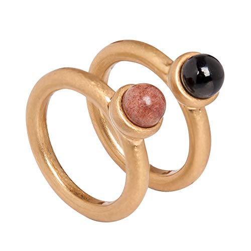 Preisvergleich Produktbild SENCE Copenhagen Ring-Set Song- Onyx / Schwarz, Aventurin, Gold, Gr.8
