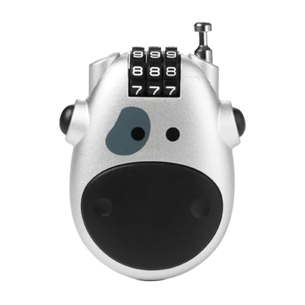 Osmond Telescopic Coded Lock Cartoon Cow Lock with Retractable Steel Cable Steel Cable Password Lock Accessory