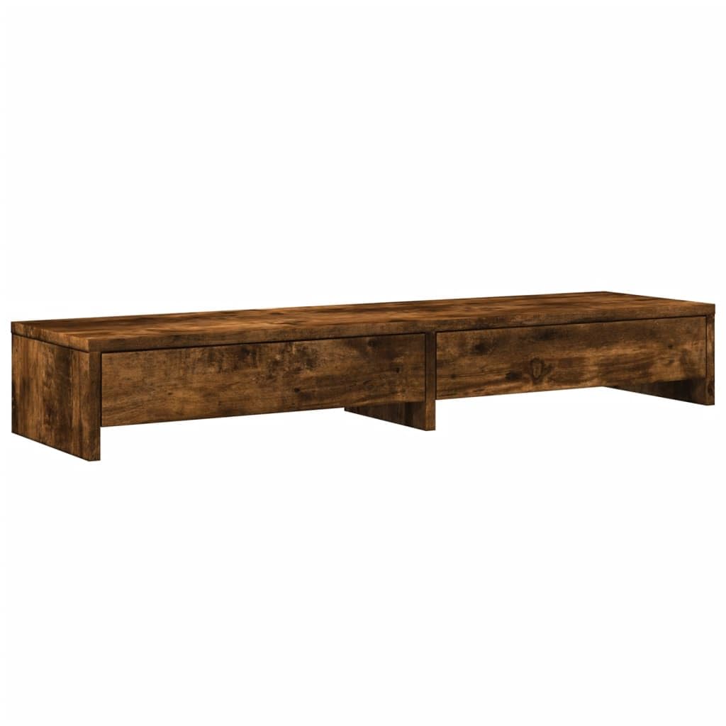 Soporte de monitor con cajones de roble ahumado para escritorio y dormitorio