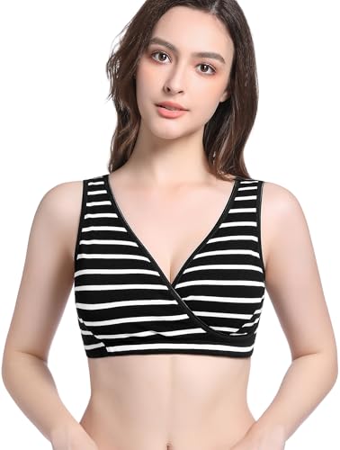 Image of CAKYE 4 Pack Nursing Bras for Breastfeeding Maternity Cotton Sleep Bralette