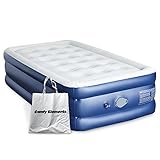 DREAMPUMP Comfy Elements Twin Size Air Mattress with Built-in Rechargeable Detachable Air Pump, 17”Thickness Camping AirBed Waterproof Blow Up Inflatable Air Bed for Camping, Home & Guests