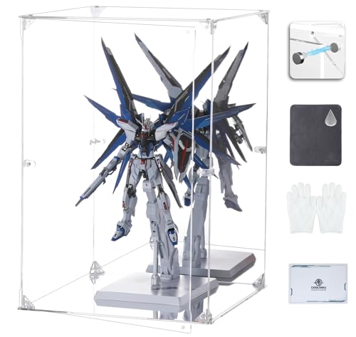 COOLTAKU フィギュアケース アクリル UVカット 台座ミラー 背面ミラー マグネット式 磁石付き 前扉 積み重ね強化 コレクションケース より堅固 組み立て式 アクリルケース ディスプレイケース 防汚れ 手袋 クリーニング クロス付き 内寸 (幅30×奥行30×高さ45cm, 台座ミラー＋背面ミラー)の商品画像（Amazon）