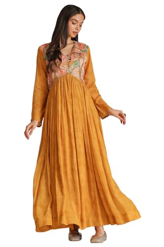 Robe longue Chinon Soch moutarde une coupe raffinée en taille M