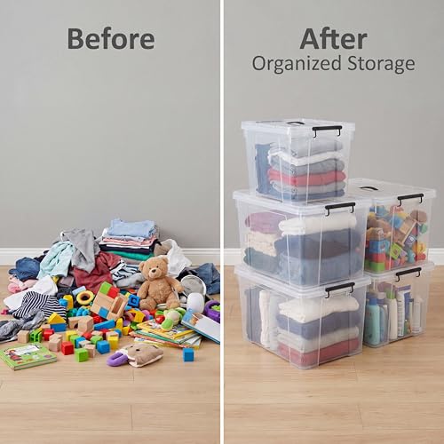 Image of 4 Pack 72 QT Storage Bins with Lids, Large Stackable Plastic Storage Containers, Heavy-Duty Clear Organizer with Secure Latches & Handles, BPA-Free, for Home, Office, Garage