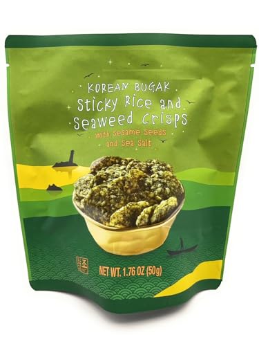 Korean Bugak Sticky Rice and Seaweed Crisps, trader joe,1.76oz