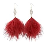 1 par pendientes plumas rojas vintage bellos colores vivos, pendientes largos, plumas, pendientes largos mujer