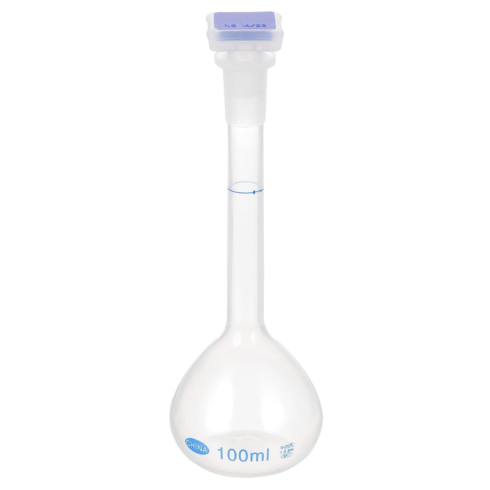 Matraz Aforado Polipropileno 250ml - Matraz de Medida Laboratorio Irrompible con Tapón y Graduación Azul(2,100ml)