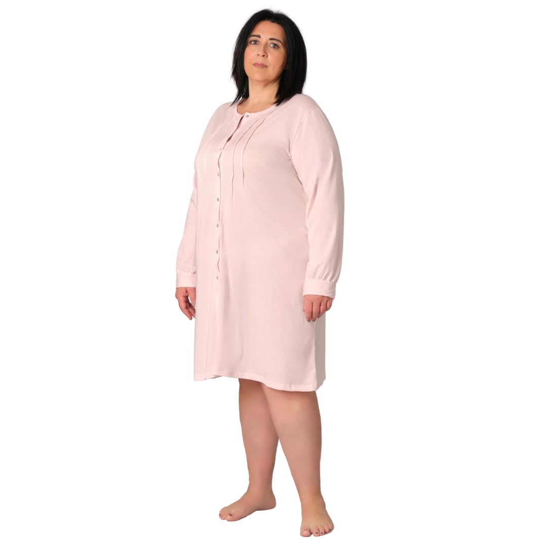 FERRUCCI COMFORT Camisón de noche para mujer, talla grande, talla Plus, 9082, cómodo, 100% algodón transpirable, elegante