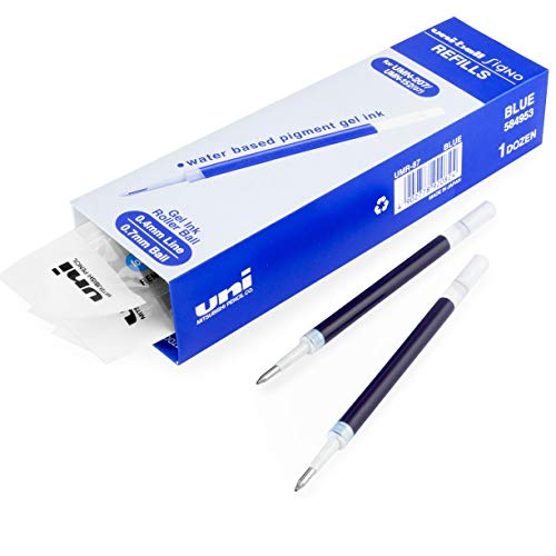Uni-Ball Signo UMN-207 Kugelschreiberminen, 0,7 mm Spitze, Geltinte, Blau, 12 Stück