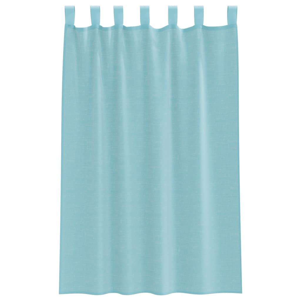 Voile Vorhänge mit Schlaufen 2 Stück Türkis 140x175 cm, lichtdurchlässiger Sichtschutz, Gardine für Wohnzimmer Schlafzimmer Küche, pflegeleichter Stoff, kombinierbar mit Gardinenstangen