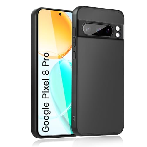 wsiiroon Handyhülle für Google Pixel 8 pro Hülle Stoßfest Kratzfest Anti-Öl Anti-Rutsch Fallschutz Schutzhülle Fingerabdruck Unterstützt kabelloses Laden für Google Pixel 8 pro Case (Schwarz)