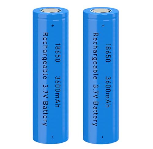 AFSONGOO 18650 Battery 3.7 Volt 2 Packs 18650 Flat Top Battery 3600mAh 18650 Rechargeable Batteries 18650 for Flashlights, Headlamps, Doorbells, RC Cars