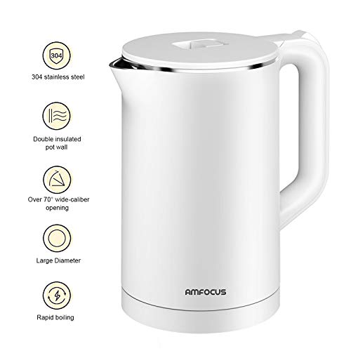 Electric Water Kettle, 1.7L Anti-scald Double Wall Electric Kettle, 100% Stainless Steel Inner