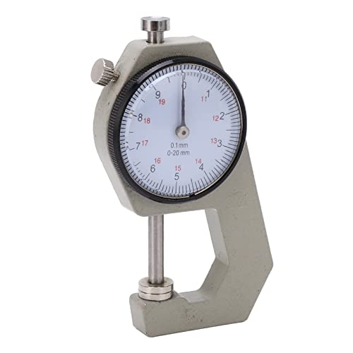 Calibrador de espesores con dial, graduación de 0,1 mm, yector plano, lectura en milímetros, portátil, para joyería, cuero, cartón y papel (cabeza plana, rango 0-20 mm) miniatura 1
