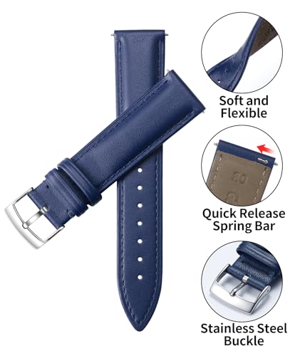 Image of BINLUN Leather Watch Bands Quick Release Premium Calfskin Replacement Watch Strap Multicolors Watchbands for Men Women 12mm 14mm 16mm 18mm 19mm 20mm 21mm 22mm