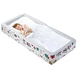 Umoving Portable Foldable Toddler Travel Bed โ Air Layer Fabric Soft Foam Floor Crib with Safety Rails, No Assembly, Washable Cover, Compact Kids Sleep Solution for Home, Trips & Daycare, Cream