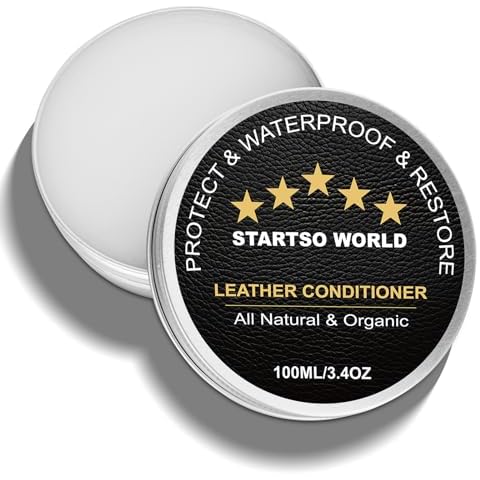 STARTSO WORLD Mink Oil Paste, Leather Conditioner and Cleaner 3.4OZ/100ML, Waterproof Soften and Preserves for Leather Furniture, Leather Boots, Car Seat, Wallets and Vinyl Cover