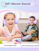 Xunpuls Kinder-Bluetooth-Kopfhörer, faltbar, kabellos, Stereo-Sound mit Mikrofon, 10 Stunden Spielzeit, Bluetooth 5.3, kabellose Kopfhörer für Kinder, Erwachsene, Schule, Online-Klasse (lila) – Ansicht 5