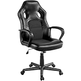Yaheetech Silla Escritorio Oficina Trabajo Silla Gaming Ergonómica Giratoria Trabajo Soporte Lumbar Piel Sintética Multi Color Negro