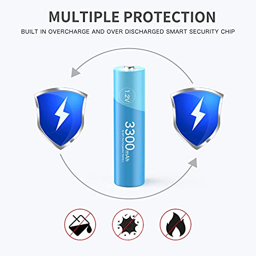 Deleepow Rechargeable Aa Batteries 3300Mah Aa Nimh Rechargeable Batteries 1200 Cycles 1.2V 8-Pack With Usb-C And Micro Usb 2 Charge Port Lcd Charger #TOP6