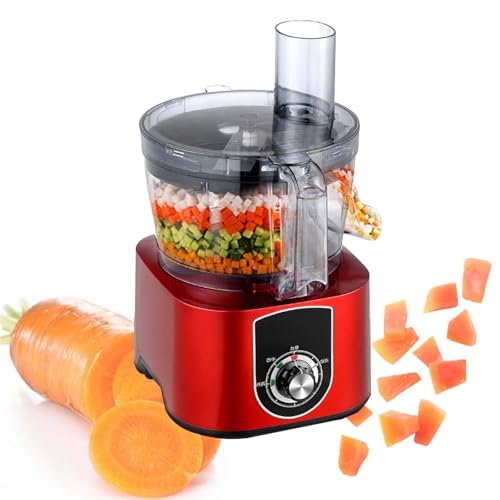 Procesador De Alimentos EléCtrico De 600 W - Cortadora De Verduras Y Frutas - Picadora De Verduras - 100 Kg/H - Cortadora Profesional De Verduras Y Frutas Con Cuchillas De 8/10 Mm,Red