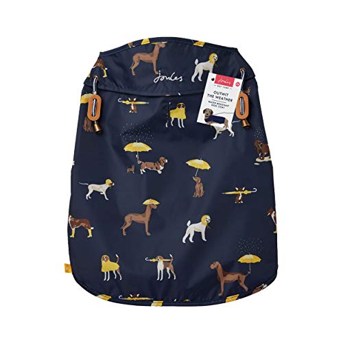 Rosewood Joules Raining Dog Print Rain Jacket, Water Resistant Dog Coat, Navy Blue, Medium #TOP1