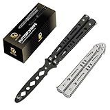 HQ MART Pack of 2 Butterfly Knife Trainer Set with Pouches - Master Knife Tricks with Balisong Knife Trainer Stainless Steel Training Butterfly Knife