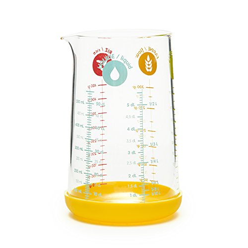 Pebbly PKM-0500J Mesureur avec Base en Silicone, Verre, Jaune, 10 x 8 x 16 cm