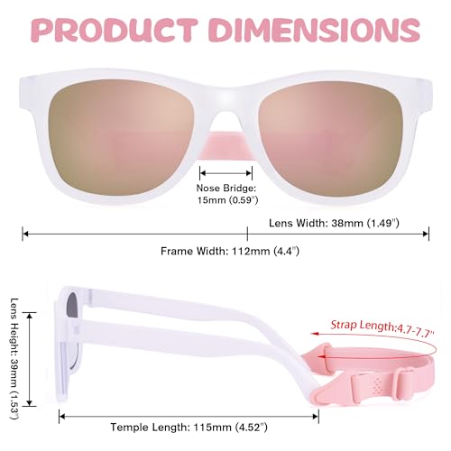 Polarized Baby Sunglasses with Strap - Unbreakable Infant Sunglasses for Newborn Toddler Girls Boys Age 0-12 Months4