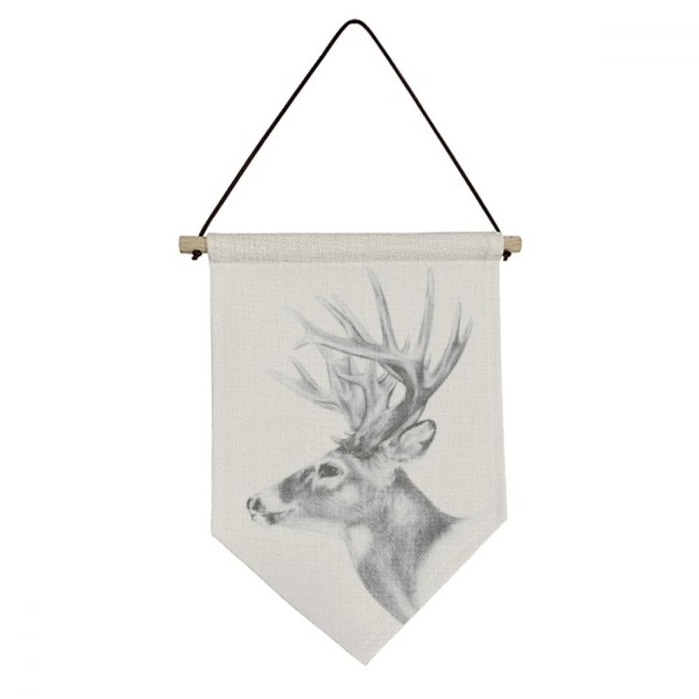 Toile Suspendue Cerf Noir Blanc Style Croquis Art Déco Graphique