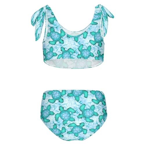Summer Sea Turtle Girls Tankini Swimsuits Kids Bikini Sets 2 Pcs Bathing Suit for 9-10T2