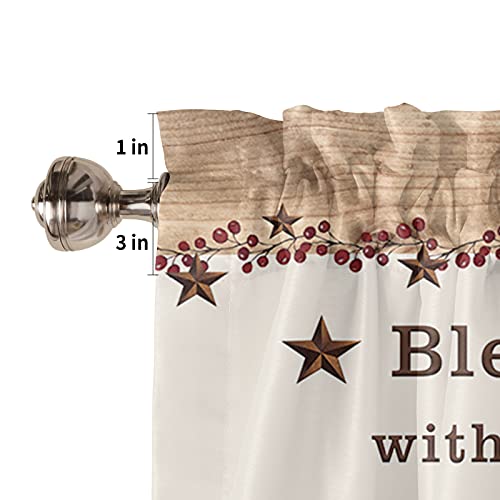 Valance Curtains For Kitchen Windows Western Texas Country Star Barn Berry Window Valances Vintage Farm Window Treatment Rod Pocket Valance For Bedroom Bathroom Laundry Room 54X18 Inch, 1 Panel #TOP4