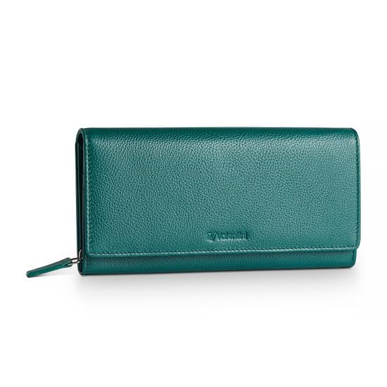 Valentini Portel Damski Portmonetka, Zielony Metallic, 19,5 x 10 cm