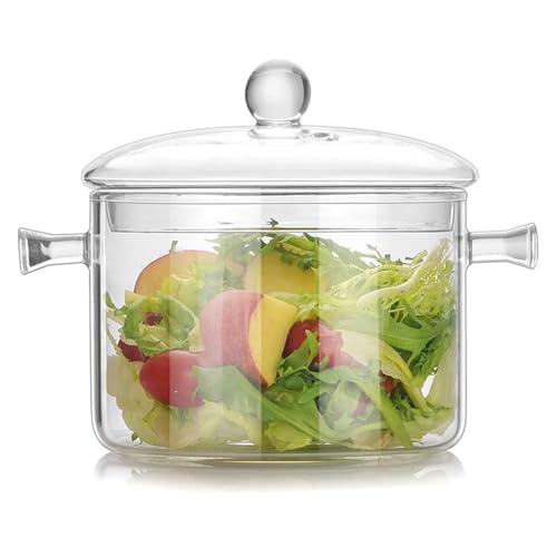 Glass Cooking Pot and Pan Set with Lid - 1.5 Liter (Heat Resistant Borosilicate Glass Cookware Stovetop Pot Set - Simmering Stock Pot with Lid) by yvsay - Image 2
