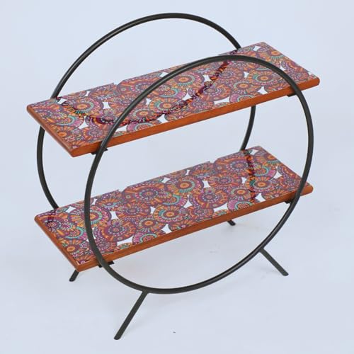 Image of Premium Circular Wooden Kitchen Organizer /Countertop Kitchen Storage Rack /Spice Rack /Shelf /Wooden Organizer /Living Room Organizer,Big(40.6 L x 37 W x 17.5 H Cm)