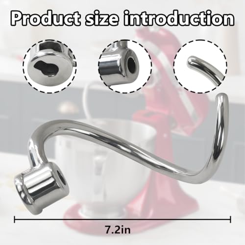 Xspeedonline Dough Hook Replacement for KitchenAid 5 Plus/6 QT Bowl-Lift Stand Mixers, Stainless Steel Dough Hook Fits for Models KV25G0X/ KV25G8X/ KV25H0X/ KP26M1X, Rustproof and Easy Clean, New