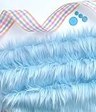 Bianna Pastel Baby Blue Faux Fur Fabric, 60 inches Wide Options, American Seller, Luxury Shag Shaggy Material for Crafting, Sewing, Costumes, Fursuits, Home Decor (8x8 inches)