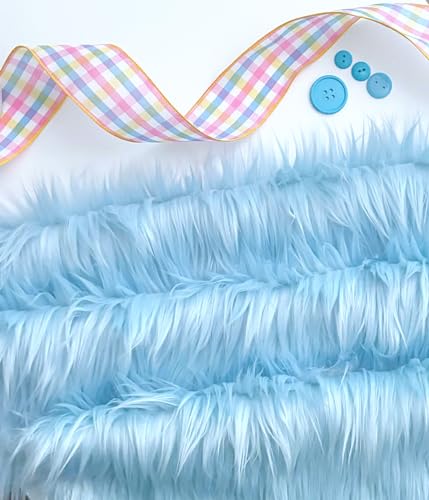 Bianna Pastel Baby Blue Faux Fur Fabric, 60 inches Wide Options, American Seller, Luxury Shag Shaggy Material for Crafting, Sewing, Costumes, Fursuits, Home Decor (8x8 inches)