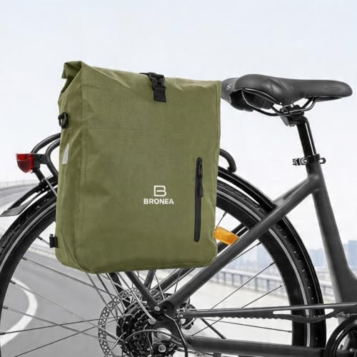 Sacoche de vélo 3 en 1 étanche sac à dos porte-bagages 28 l vert olive