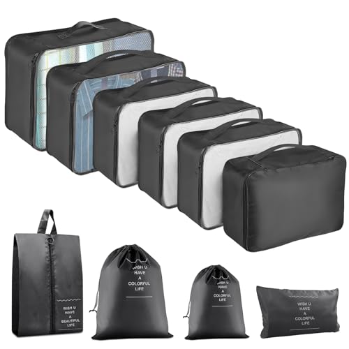 10 pcs Packing Cubes for Suitcases, Travel Organiser Packing Bags for Clothes Shoes Toiletries Travel Luggage Organizers Storage Bags 10 pcs Packing Cubes for Suitcases, Travel Organiser Packing Bags for Clothes Shoes Toiletries Travel Luggage Organizers Storage Bags