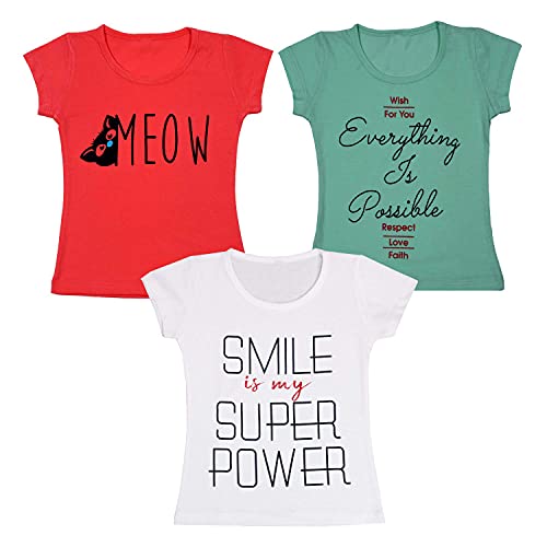 Image of Baby Girls Cotton Regular Fit Half Sleeves T-Shirt Pack of 3
