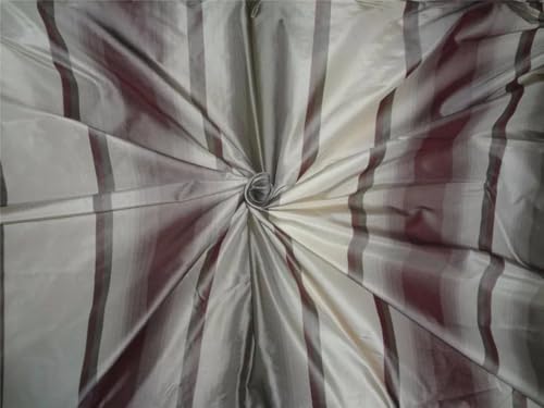 Taffetas de soie rayures champagne marron tissu luxe haute couture 137cm