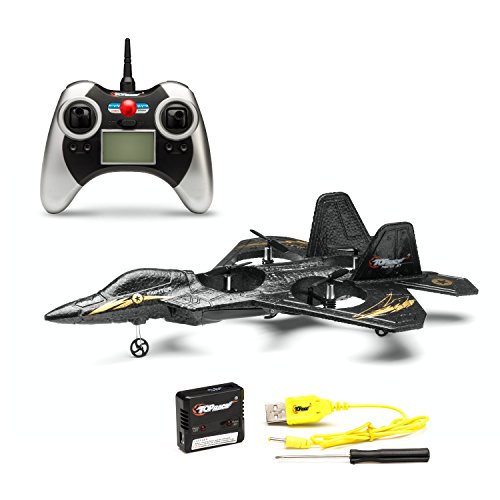 F22 Remote Control Fighter Jet Plane, 4 Channel Quad Copter with 3-Axis Gyro Technology, Black