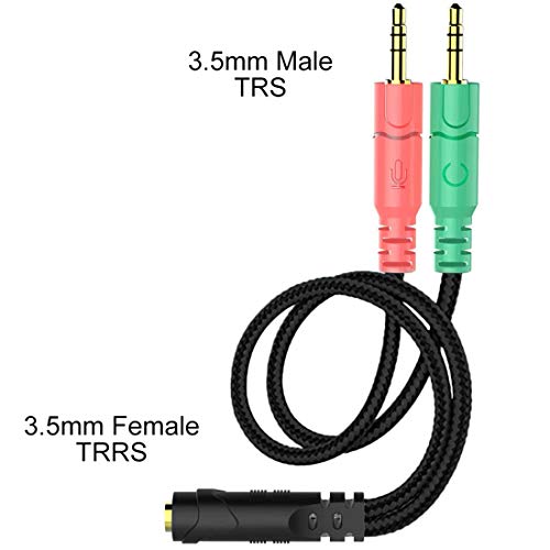 Image of ENVEL Headset and Microphone Splitter Cable for PC Audio Jack Headphones Adapter Convertors 3.5mm Female to Dual Male for Computer Simultaneously Y Splitter