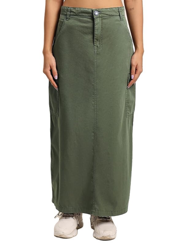 bene kleed Cargo Skirt for Women Regular Fit Skirt Olive-picture-10