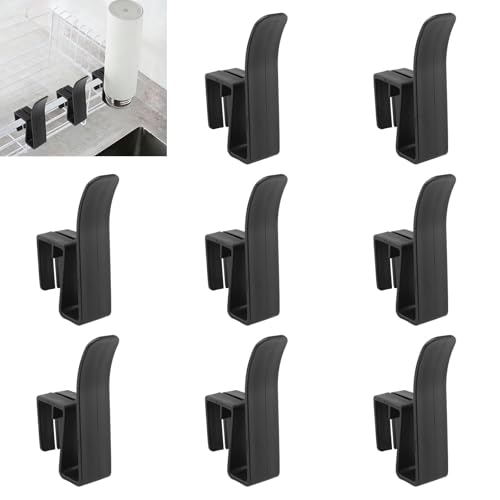 UFURMATE Cup Drying Hooks, 8Pcs Glass Bottle Drying Rack Shelf Basket Rack Hooks Cup Stand Holders for Dish Drainer Rack (Black) by UFURMATE - Used condition - US$12.63