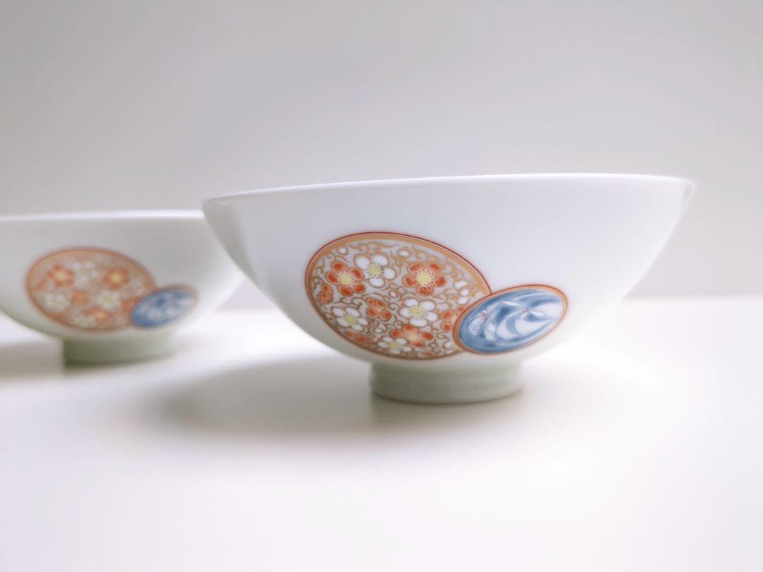 深川製磁赤絵丸紋お茶碗2枚