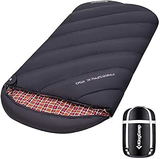 KingCamp XL Sleeping Bag for Adults 3-4 Season Large Wide Flannel Liner Single Warm Waterproof Lightweight for Camping Hiking Backpacking Outdoor with Compression Sack