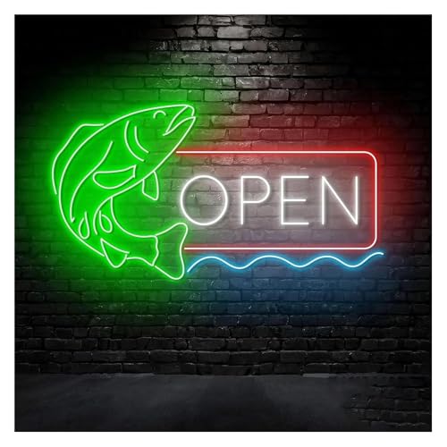 Enseignes lumineuses décoratives néon poisson ouvert pour intérieur